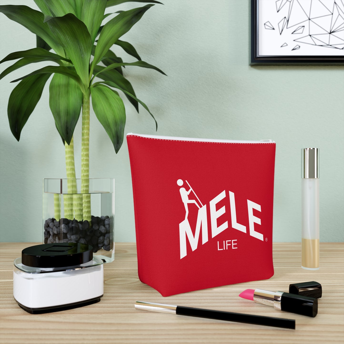 Cosmetic Bag - MELE LIFE logo   (red)