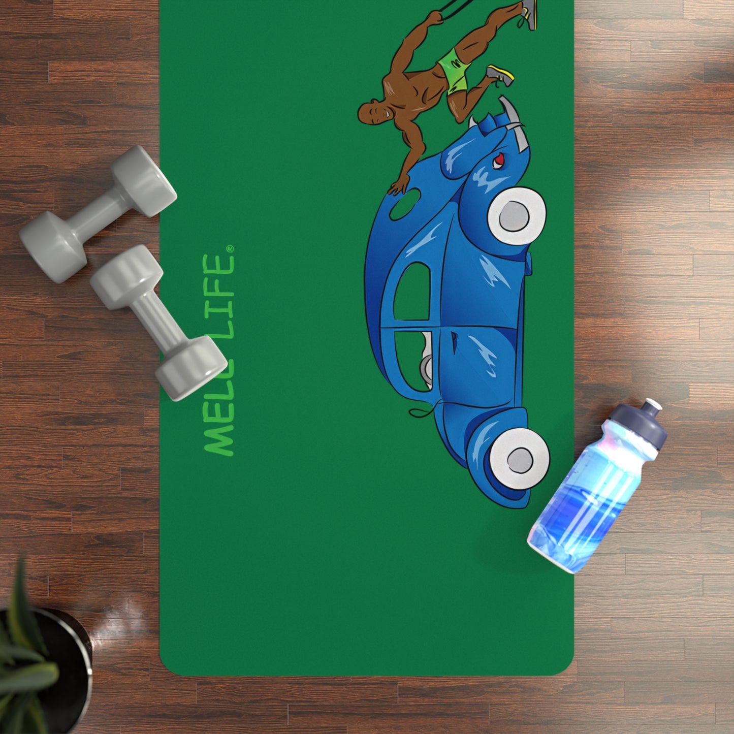 Yoga Mat - Strong black man  (green mat)