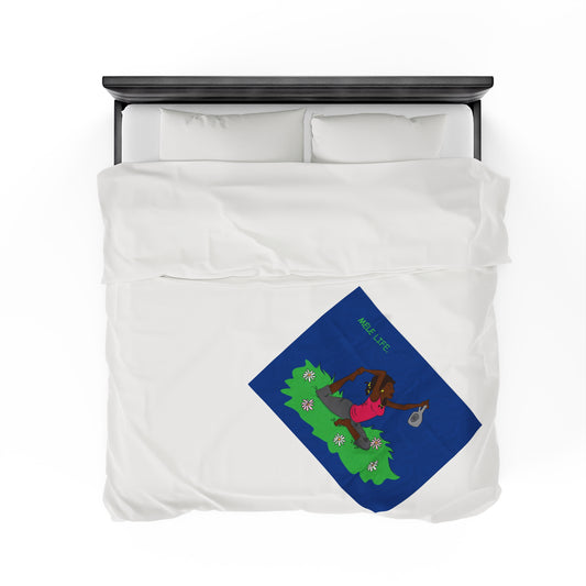 Blanket Velveteen Plush - Yoga Lady 2  (blue)