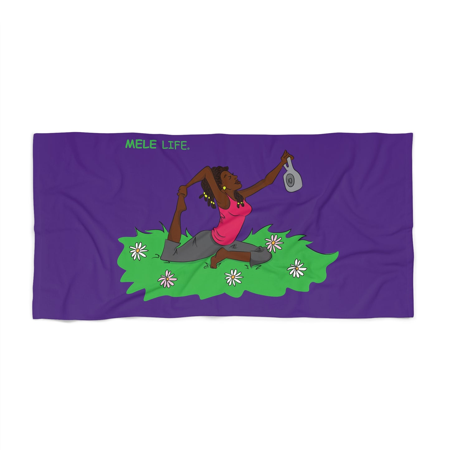 Beach, Bath & Pool Towel - Yoga Lady2  (purple)