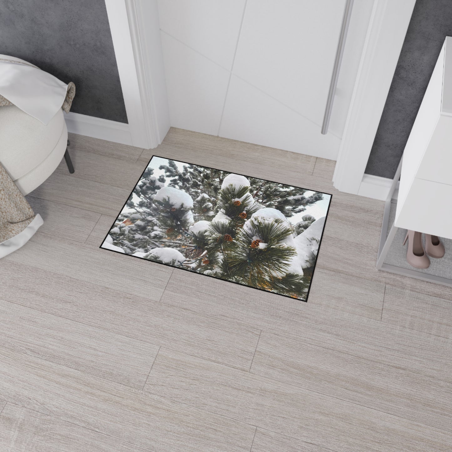 Floor Mat - Pine Cones in snow