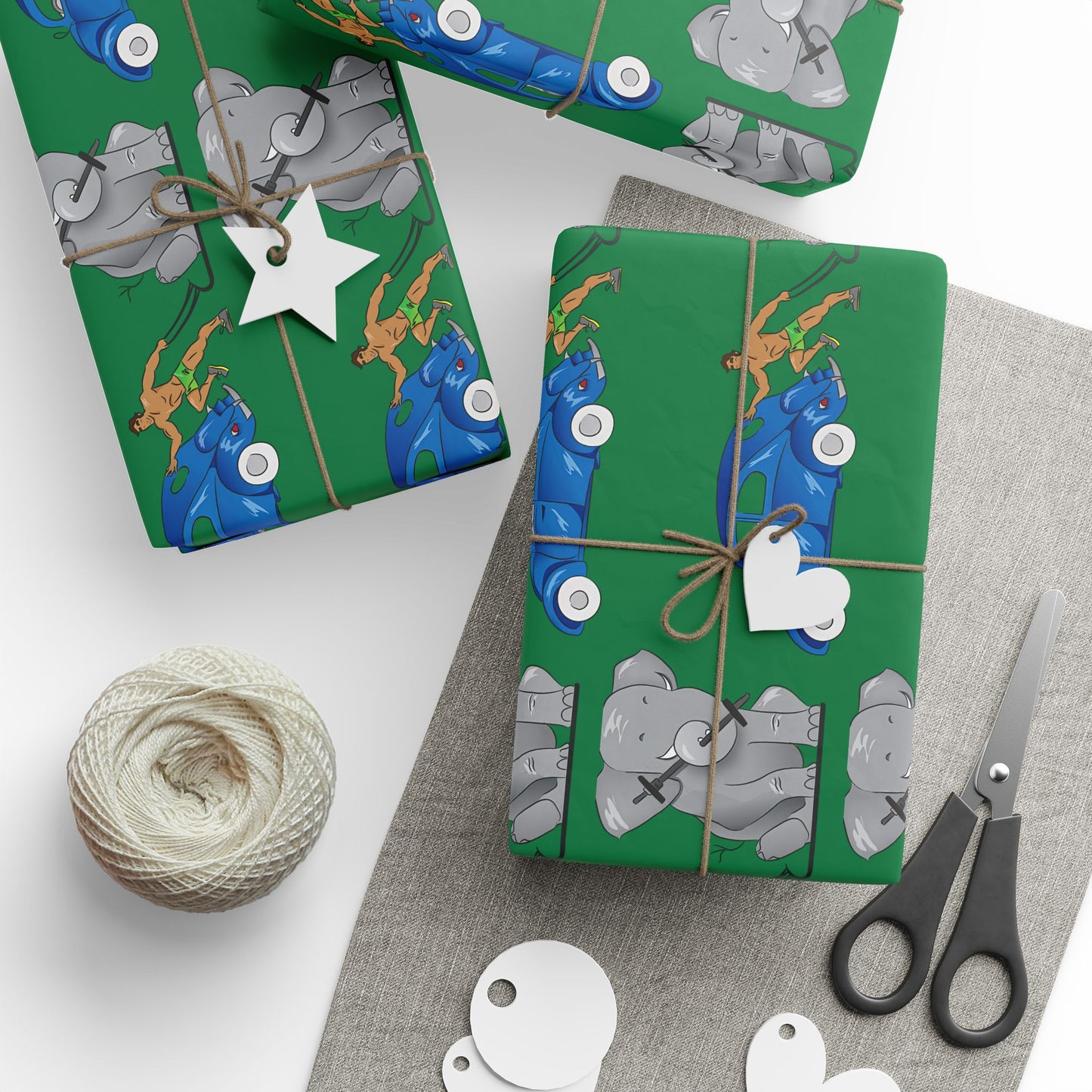 Wrapping Paper - Strong brown man   (green paper)