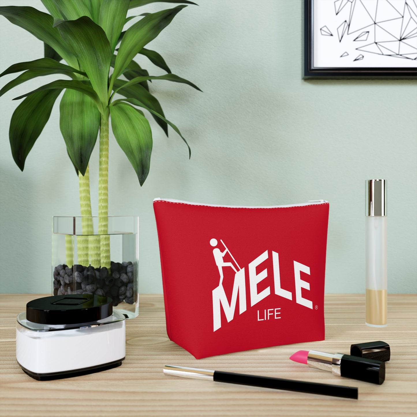 Cosmetic Bag - MELE LIFE logo   (red)