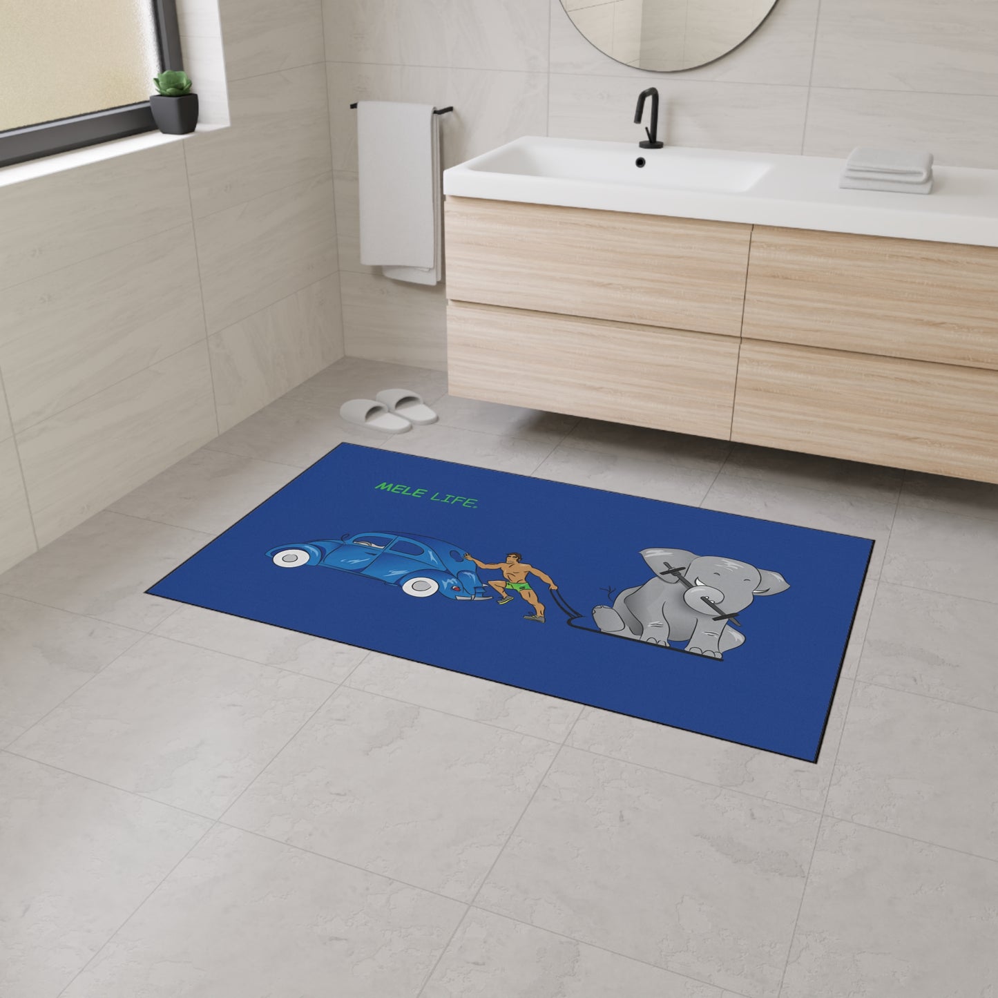 Floor Mat - Strong Brown Man  (blue)