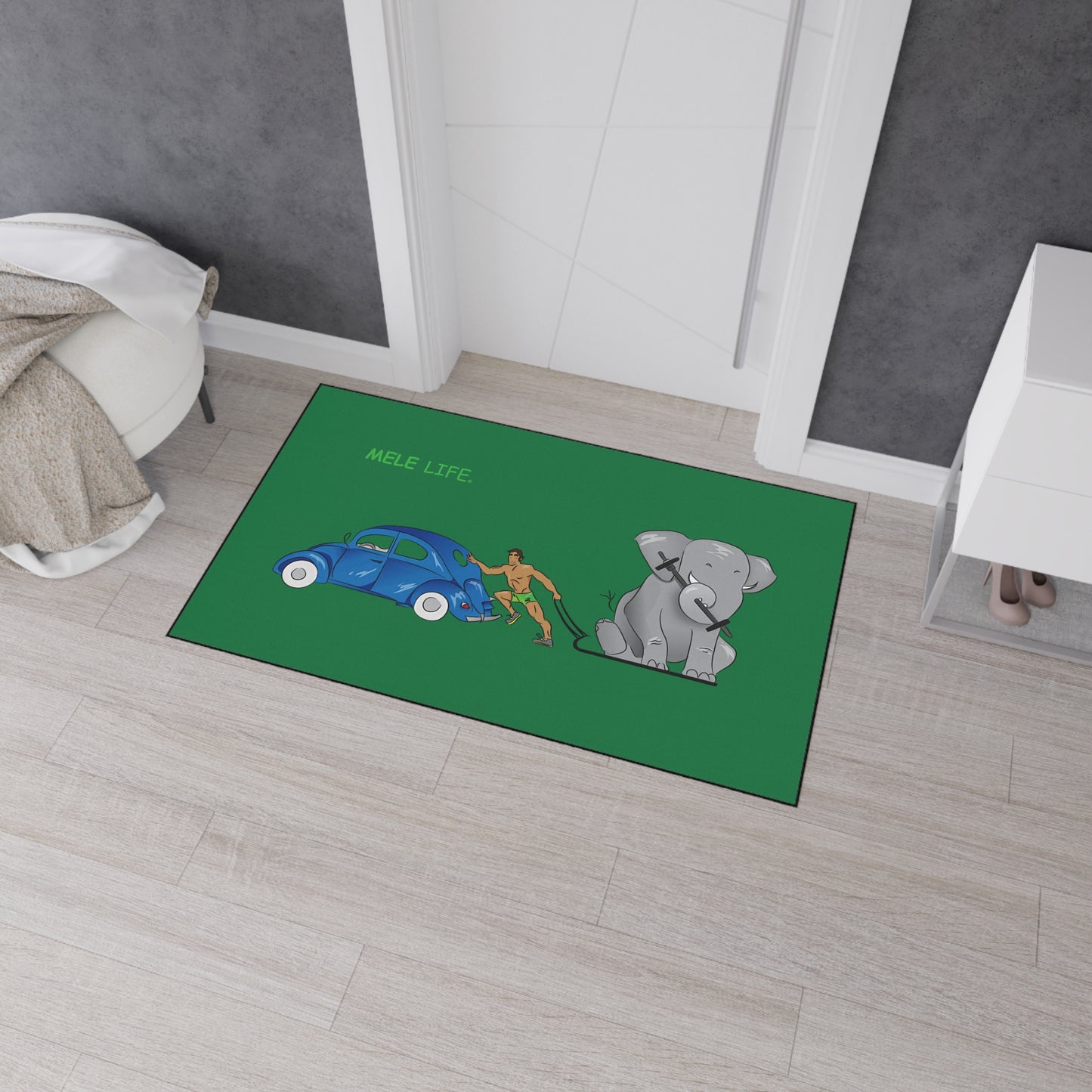 Floor Mat - Strong Brown Man  (green)