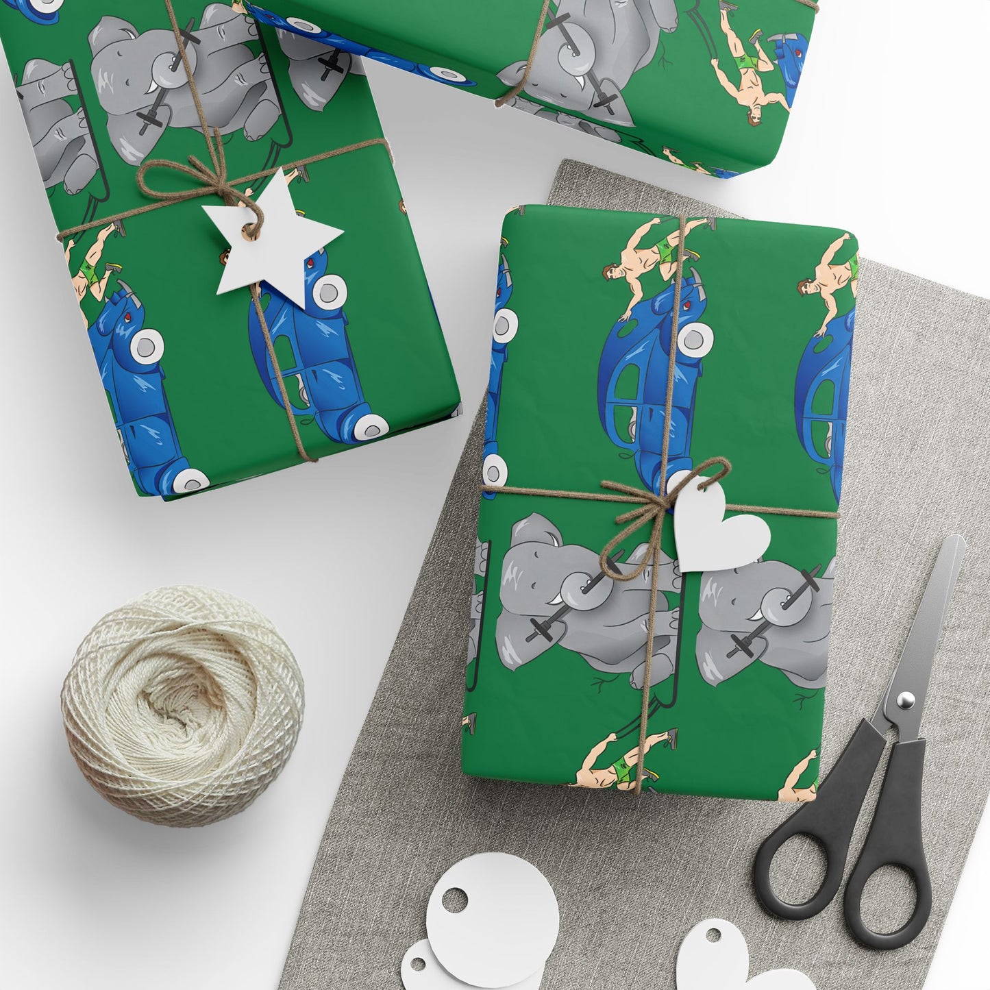 Wrapping Paper - Strong white man   (green paper)