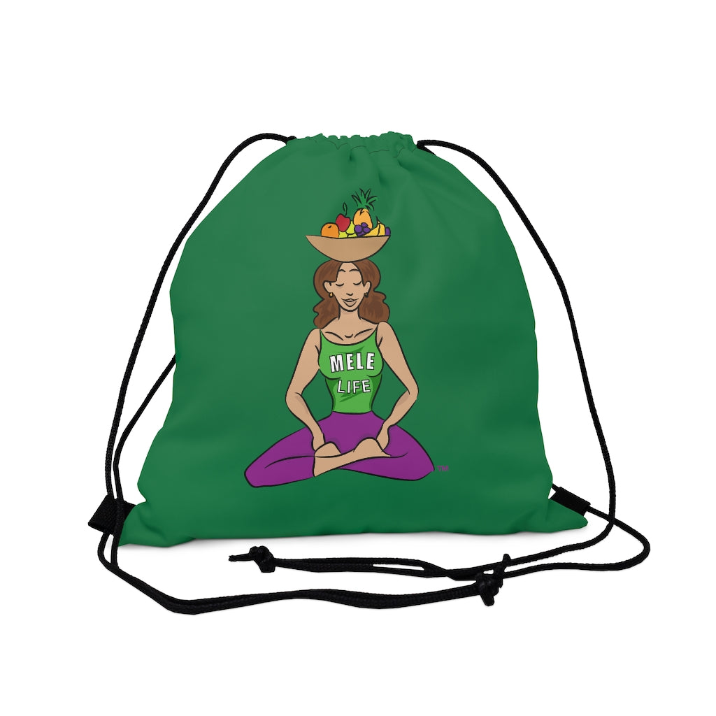 Drawstring Bag - yoga lady 1   (green)