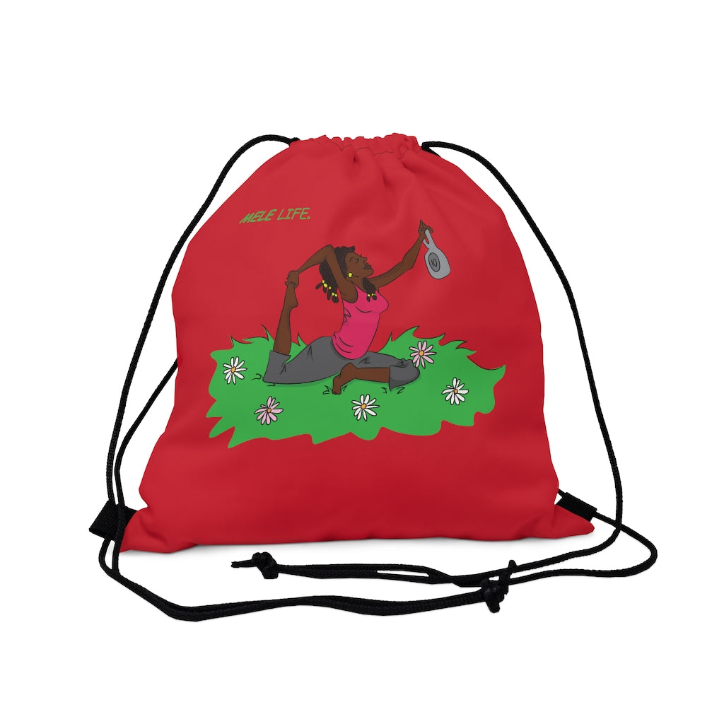 Drawstring Bag - Yoga Lady 2   (red)