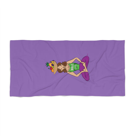 Beach, Bath & Pool Towel - Yoga Lady1 (purple)