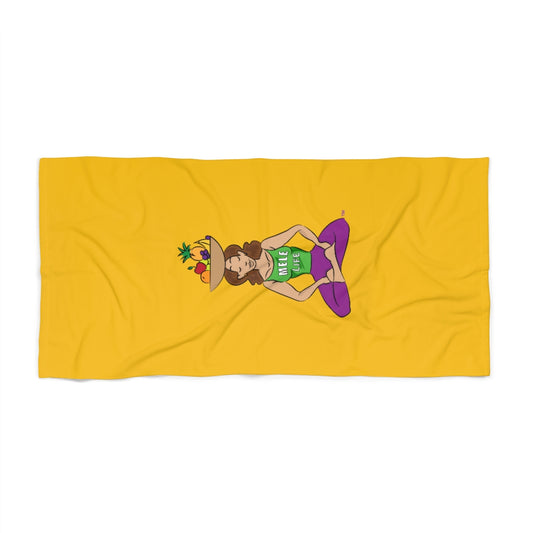 Beach, Bath & Pool Towel - Yoga Lady1 (yellow)