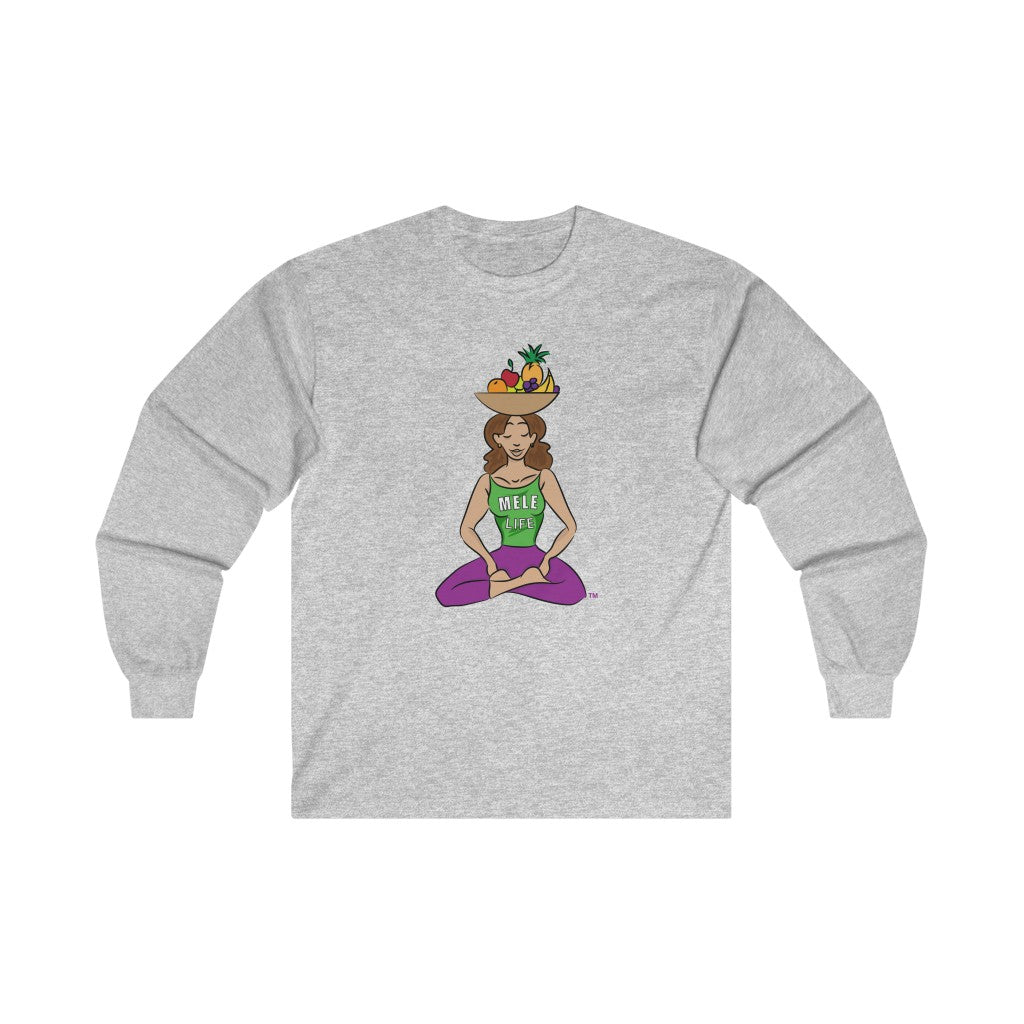 Long Sleeve Tee - Yoga Lady 1 (purple lettering)