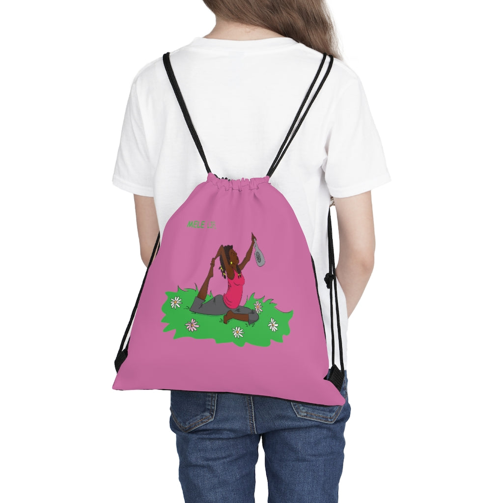 Drawstring Bag - Yoga Lady 2   (pink)