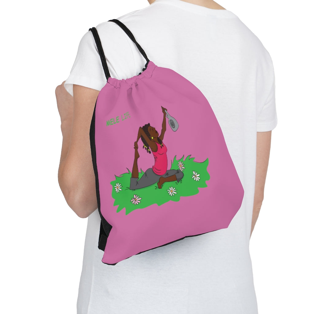 Drawstring Bag - Yoga Lady 2   (pink)