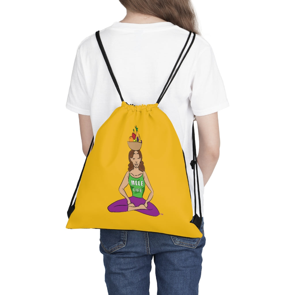 Drawstring Bag - yoga lady 1   (yellow)