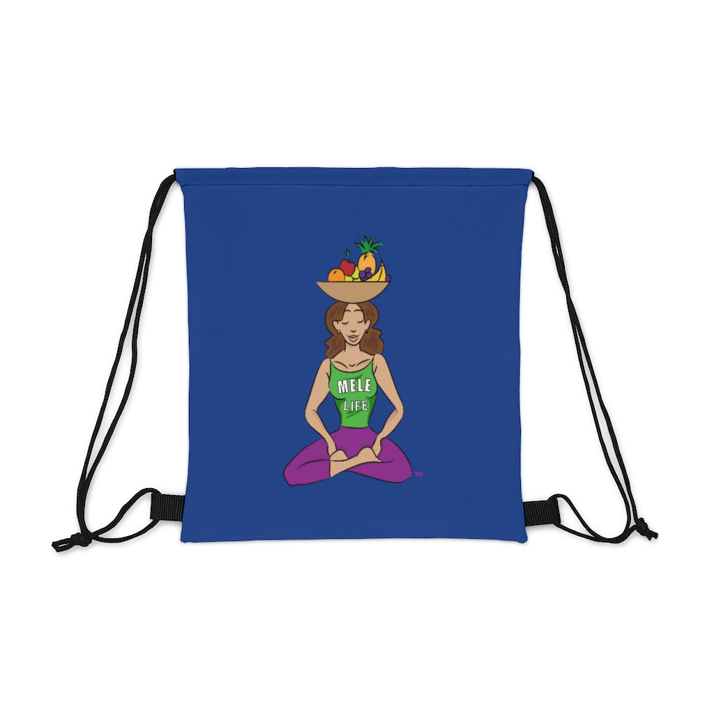 Drawstring Bag - yoga lady 1   (dark blue)