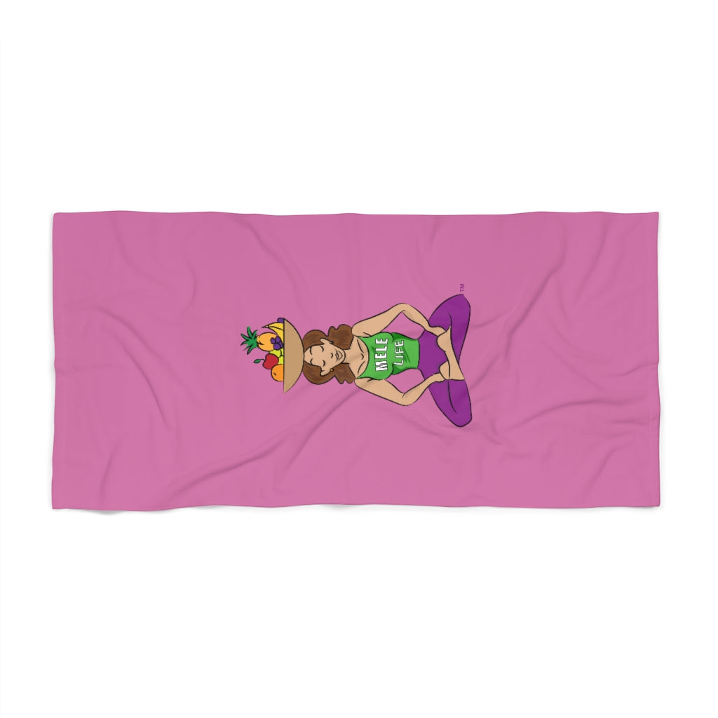 Beach, Bath & Pool Towel - Yoga Lady1 (pink)