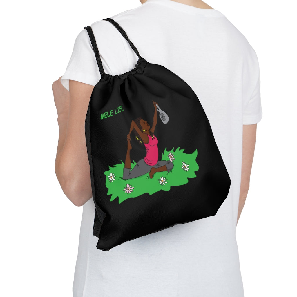 Drawstring Bag - Yoga Lady 2   (black)