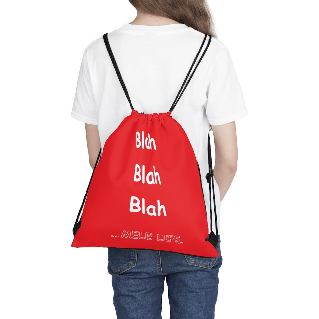 Drawstring Bag - Blah Blah Blah   (red)