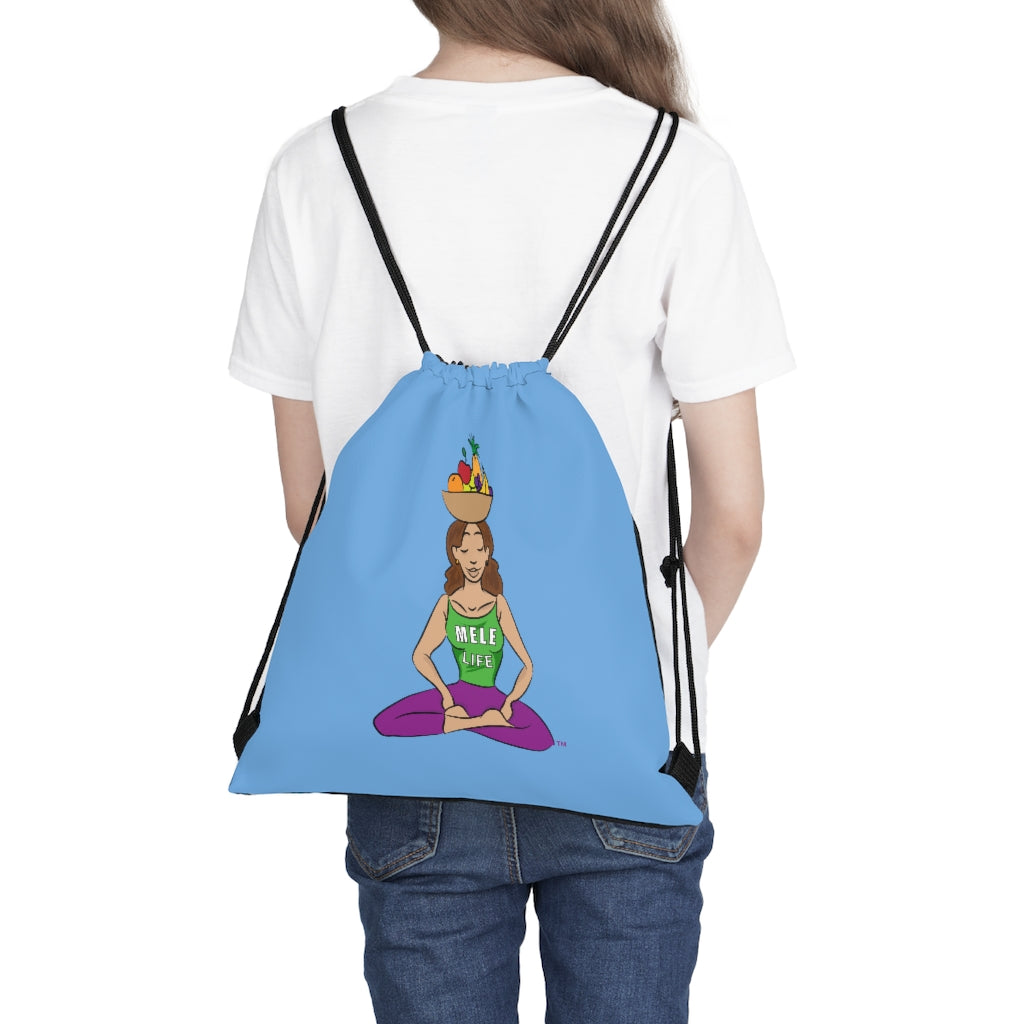 Drawstring Bag - yoga lady 1   (light blue)