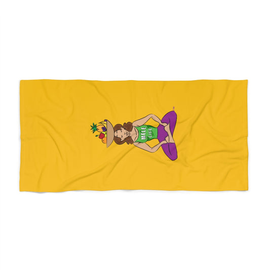 Beach, Bath & Pool Towel - Yoga Lady1 (yellow)