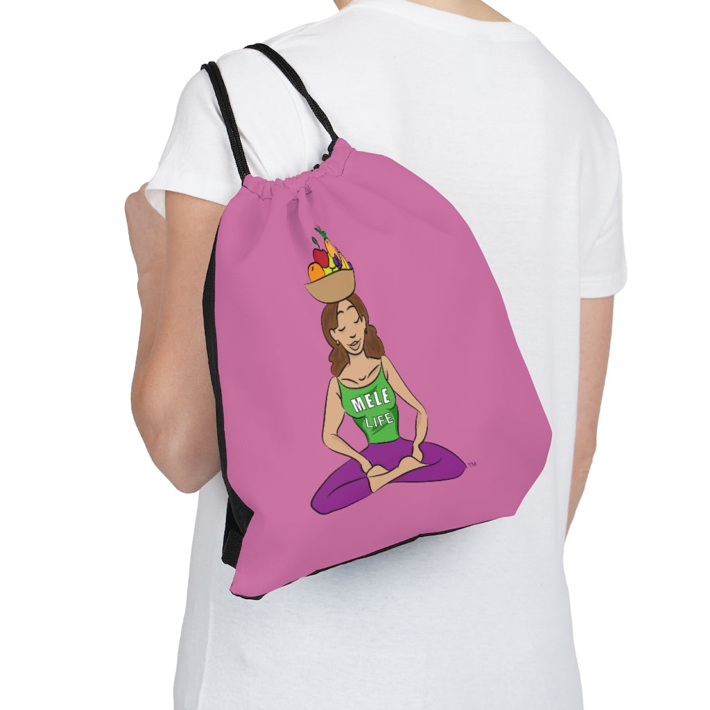 Drawstring Bag - yoga lady 1   (pink)