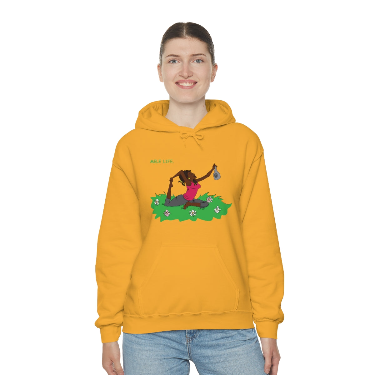 Unisex Heavy Blend™ Hooded Sweatshirt - Yoga Lady 2 (color palette A)