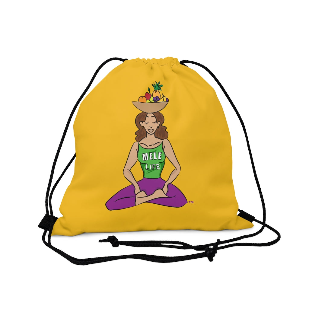 Drawstring Bag - yoga lady 1   (yellow)