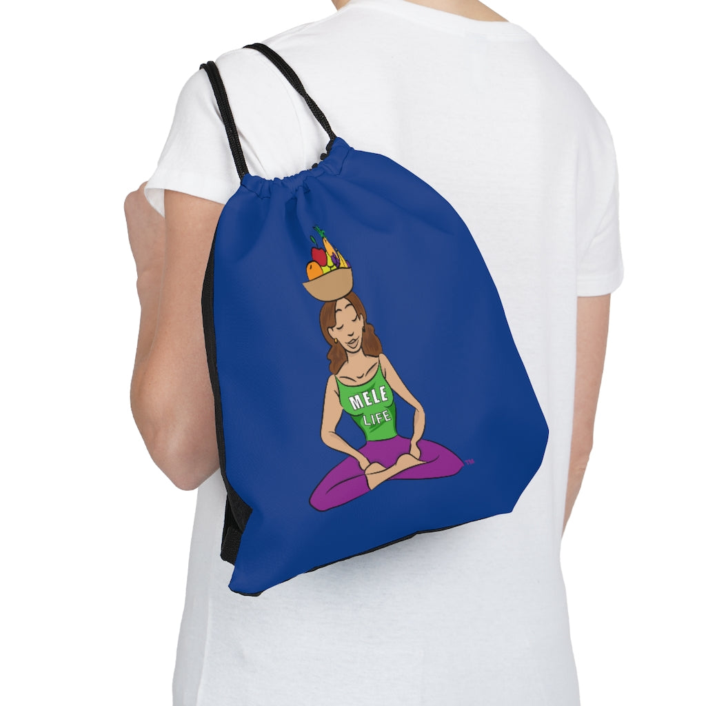 Drawstring Bag - yoga lady 1   (dark blue)