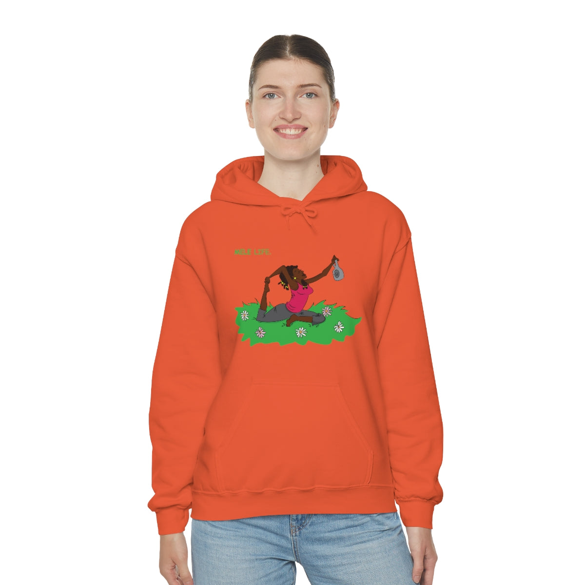 Unisex Heavy Blend™ Hooded Sweatshirt - Yoga Lady 2 (color palette B)