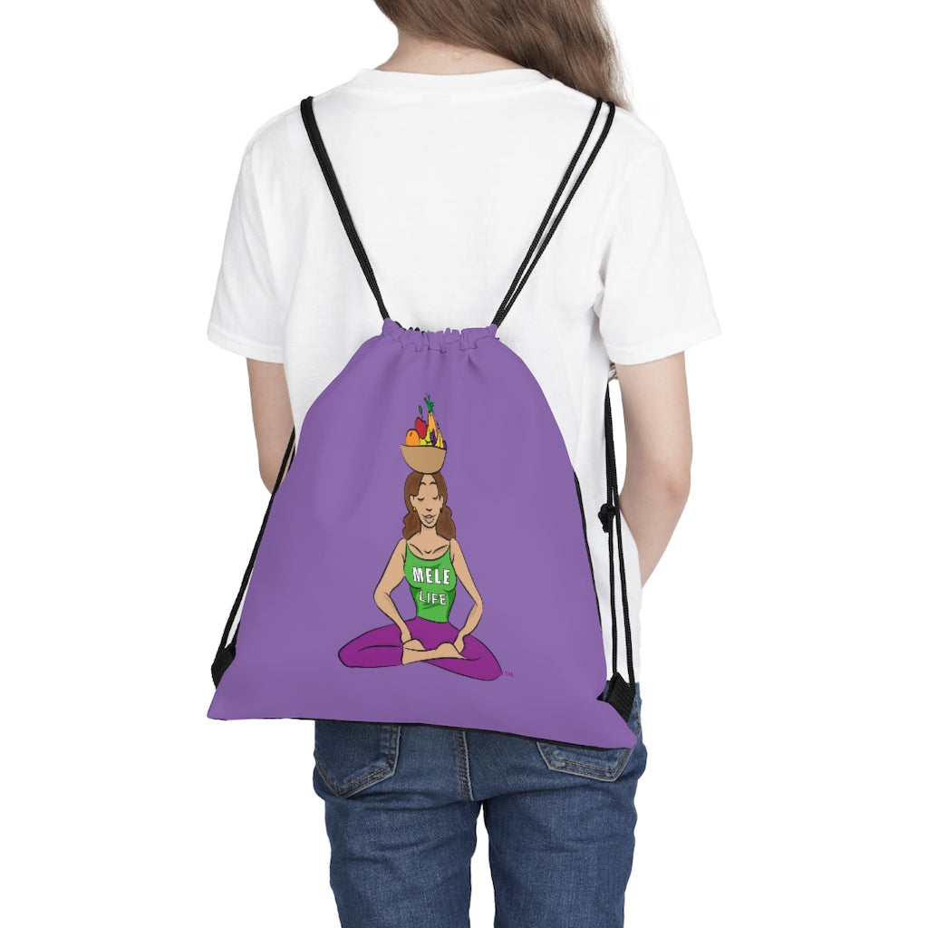 Drawstring Bag - yoga lady 1   (purple)