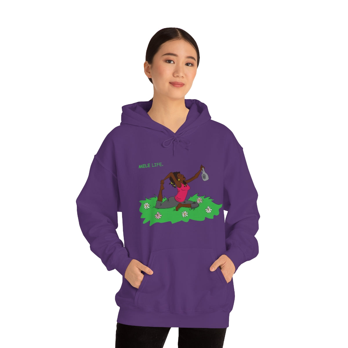 Unisex Heavy Blend™ Hooded Sweatshirt - Yoga Lady 2 (color palette A)