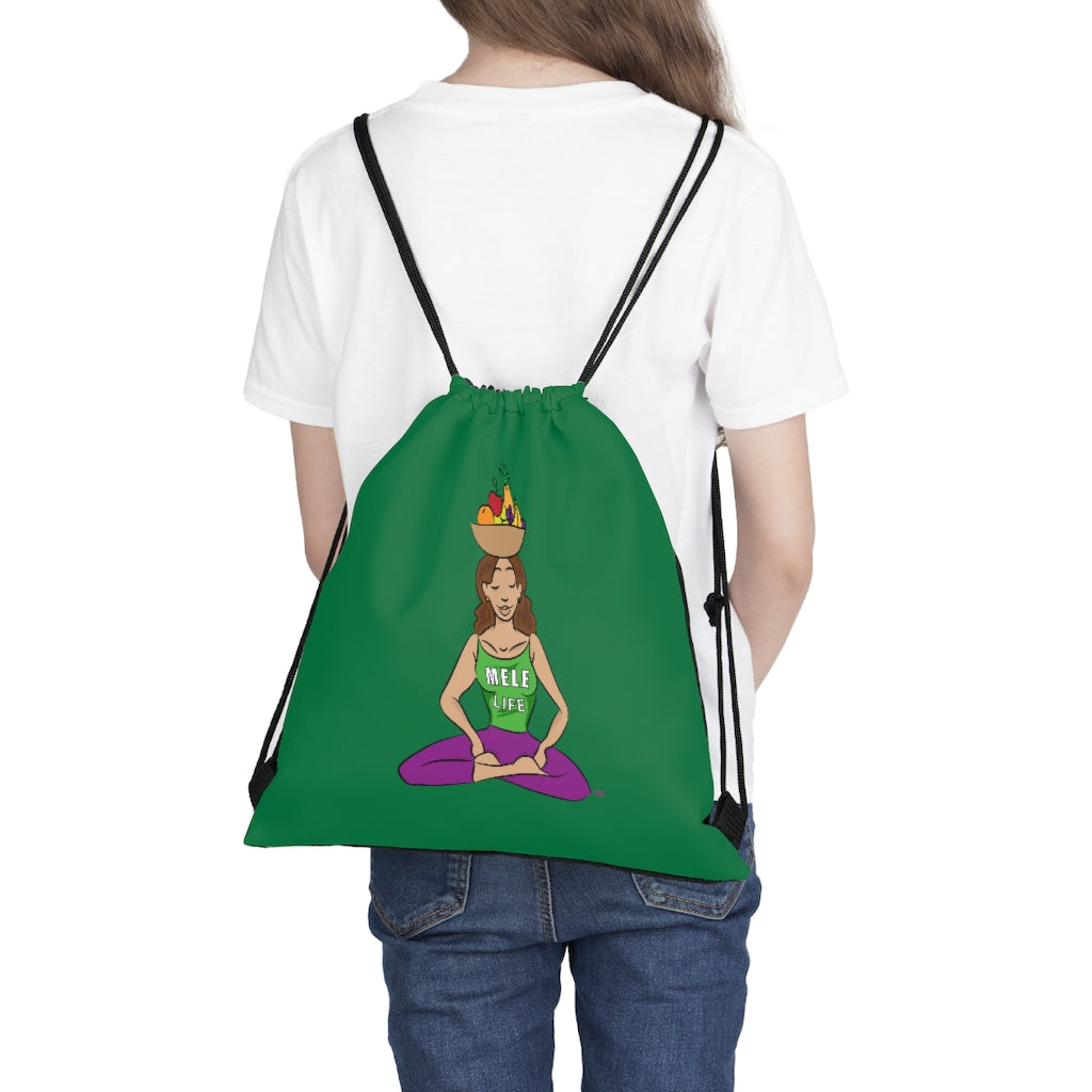 Drawstring Bag - yoga lady 1   (green)