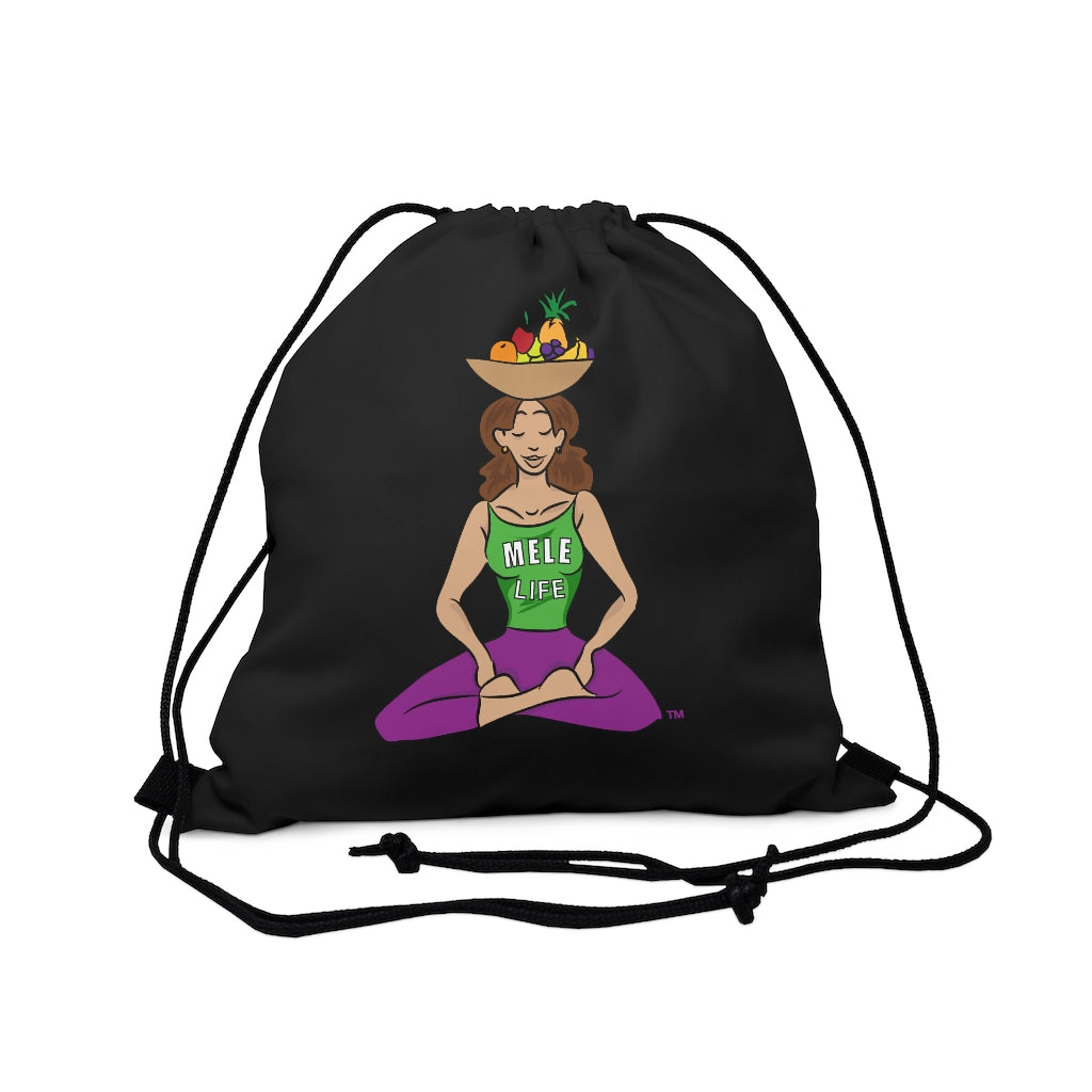Drawstring Bag - yoga lady 1   (black)