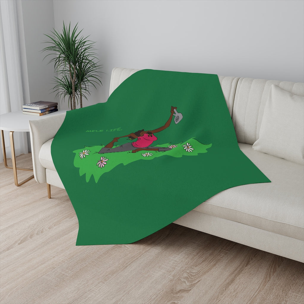 Blanket - Yoga Lady2   (green)