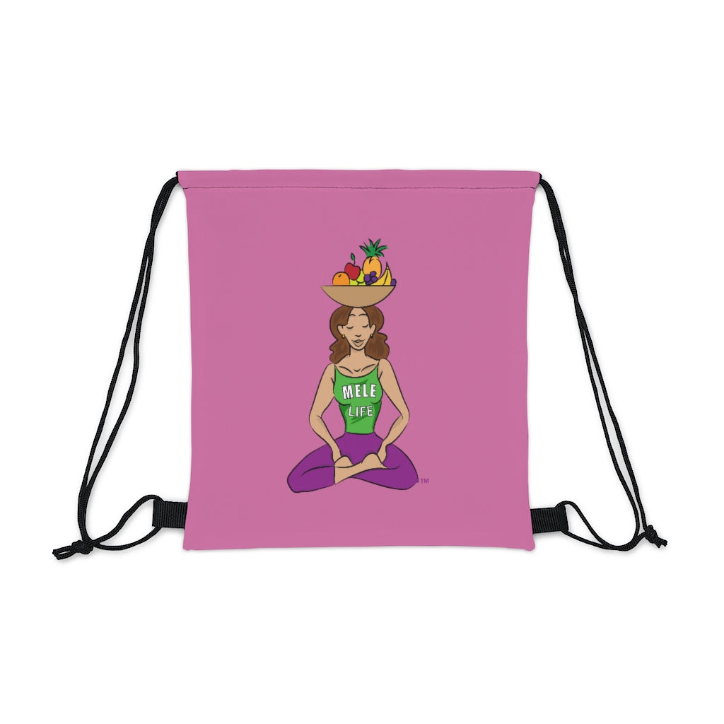 Drawstring Bag - yoga lady 1   (pink)